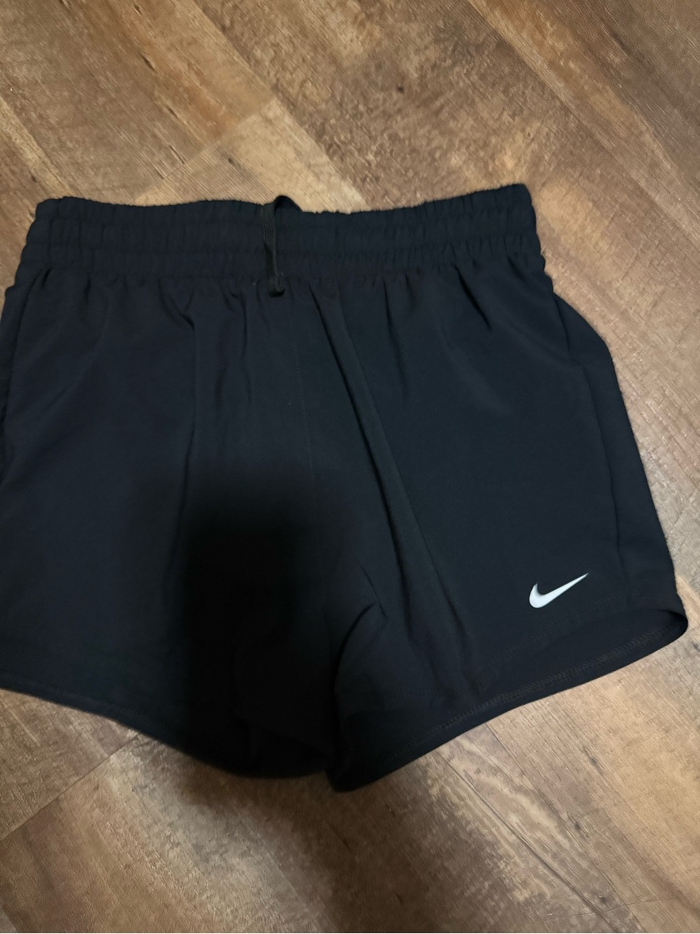Nike Women's Black Athletic Shorts with White Swoosh